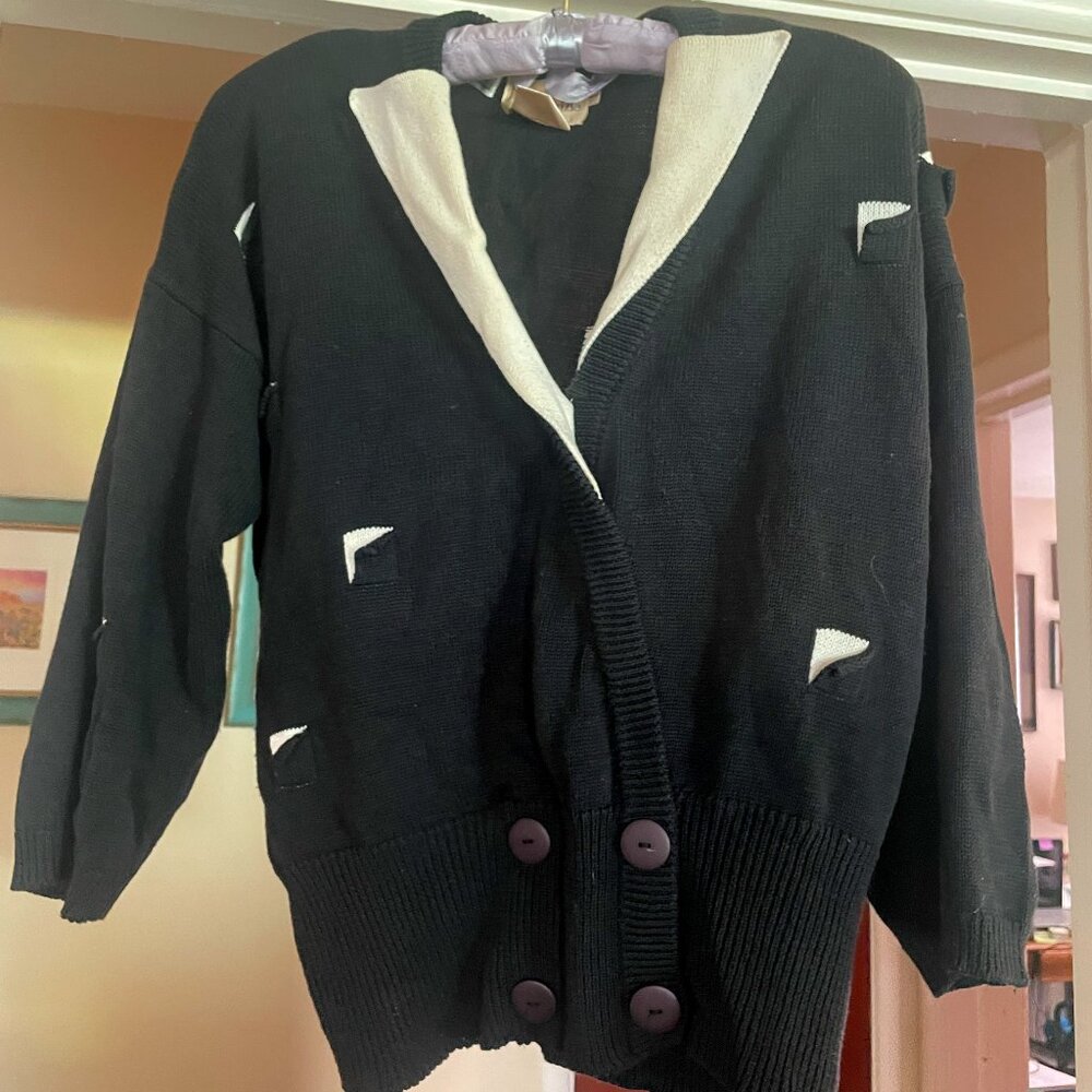 Bergorf Goodman Mirrors of Krizia Retro Tuxedo Design Sweater with removable pad